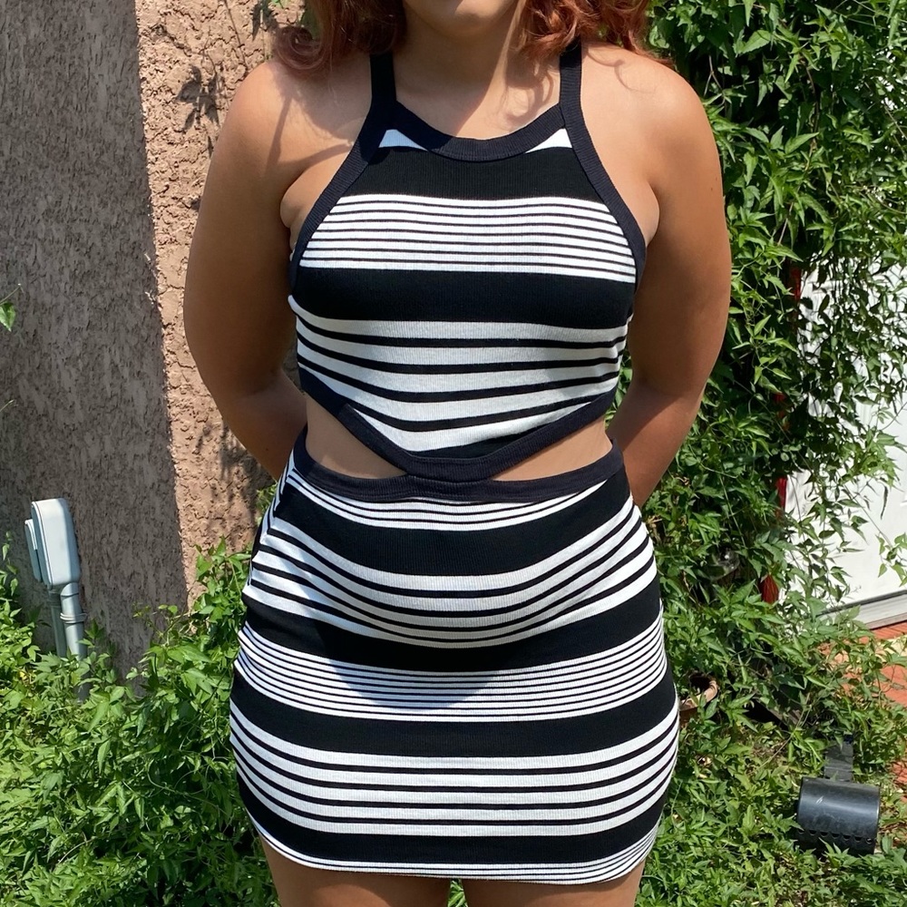 Black & white cutout dress